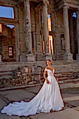 Cyrus Madonna Yaka Çiçekli A Kesim Gelinlik