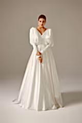 Ella Gigot Kol Saten Sade A Kesim Gelinlik - Mediha Cambaz Bridal