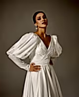 Ella Gigot Kol Saten Sade A Kesim Gelinlik - Mediha Cambaz Bridal
