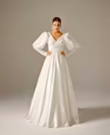 Ella Gigot Kol Saten Sade A Kesim Gelinlik - Mediha Cambaz Bridal
