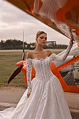 Ragetti Fransız Dantelli Havuz Yaka A Kesim Gelinlik - Mediha Cambaz Bridal