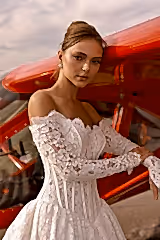 Ragetti Fransız Dantelli Havuz Yaka A Kesim Gelinlik - Mediha Cambaz Bridal
