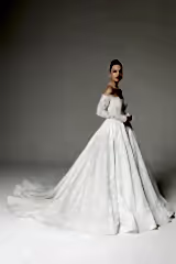 Ragetti Fransız Dantelli Havuz Yaka A Kesim Gelinlik - Mediha Cambaz Bridal